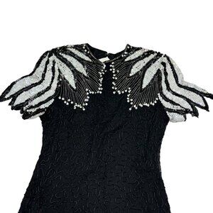 Scala Vintage Short Sleeve Beaded Open Back Dress Women's Size S-M